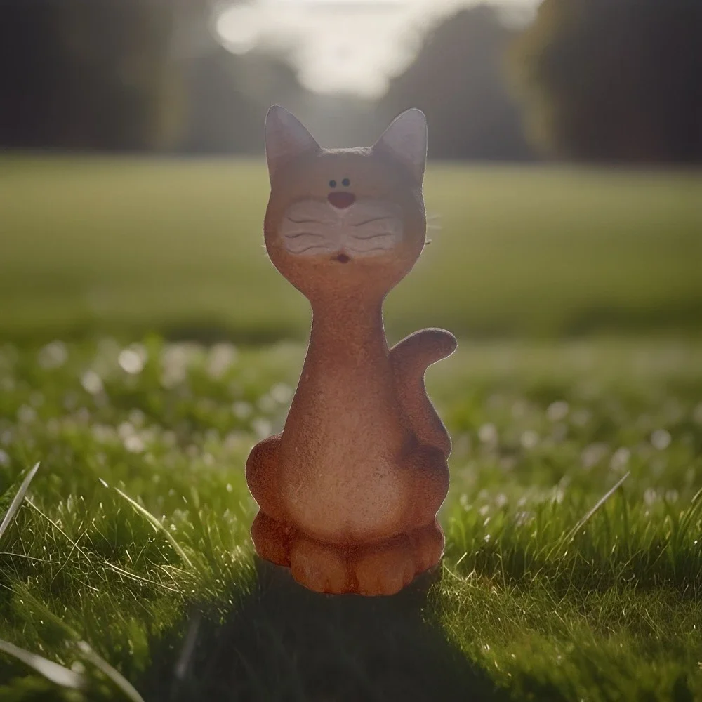 Terracotta Clay Handpainted Cat Orange Tabby 7